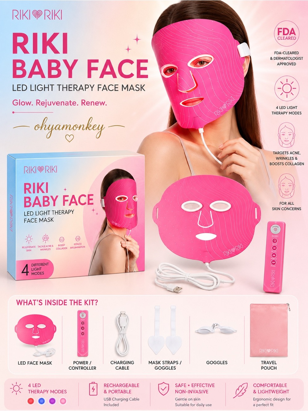 Riki Loves Riki RIKI Baby LED Face Mask $395